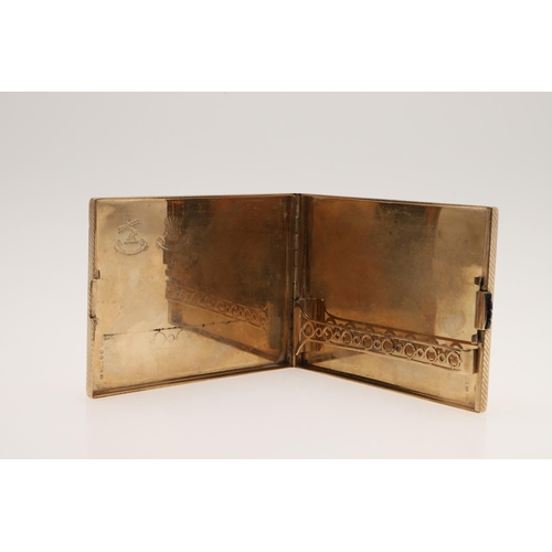 223 - A GEORGE VI 9CT. GOLD CIGARETTE CASE, BY CARTIER LTD. of rectangular form, with a sapphire-set butto... 