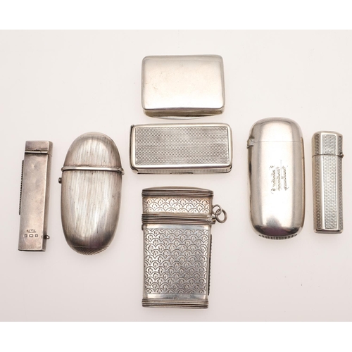 234 - SEVEN VARIOUS SILVER VESTA VASES. mixed makers & dates, some initialled; the largest 2.6