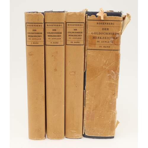 237 - ROSENBERG, M: DER GOLDSCHMIEDE MERKZEICHEN. 1922-1928, with dust wrappers (in four volumes).