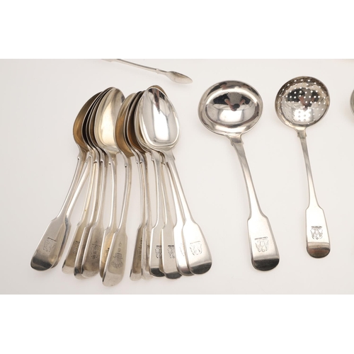 24 - FIDDLE PATTERN SILVER FLATWARE:. to include 22 table forks, 19 dessert forks, 4 tablespoons, 13 dess... 