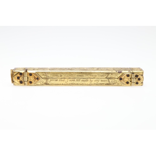 250 - A RARE 17TH CENTURY GILT BRASS SEALING WAX HOLDER. dated 1653 and inscribed 'Thomas Stanfall, disce ... 