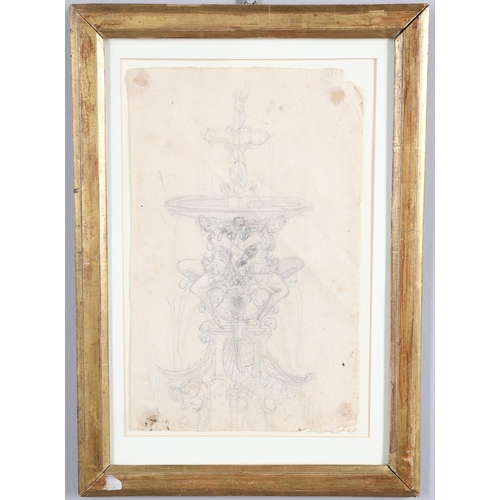 282 - ITALO-DUTCH SCHOOL, CIRCA 1600. FOUNTAIN DESIGNS. Two, graphite, on paper formerly gummed onto suppo... 