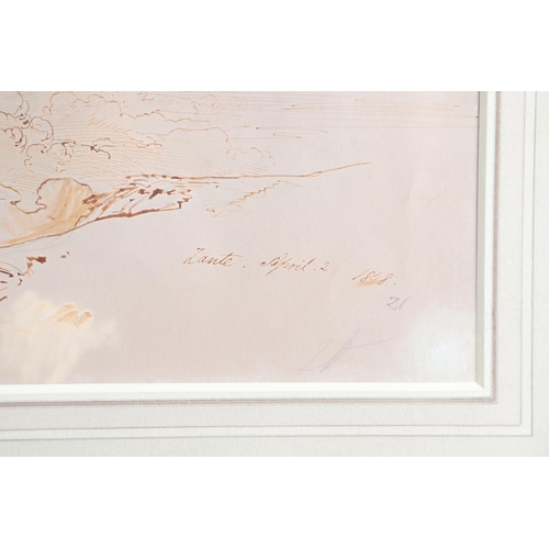 298 - EDWARD LEAR (1812-1888). ZANTE. Inscribed `Zante. April2/1848/21`, pen and brown ink heightened with... 