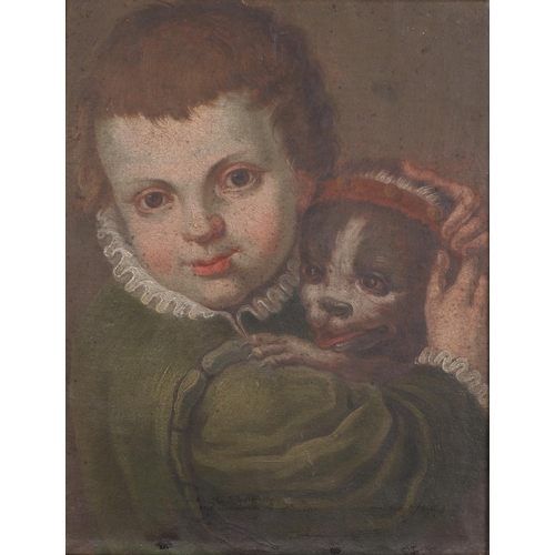 314 - ANNIBALE CARRACCI (C.1560-1609). In the manner of. BOY WITH A DOG. Oil on canvas
25.5 x 20cm.

Prove... 