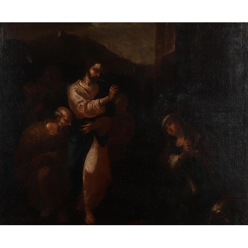 317 - ITALIAN SCHOOL, 17TH CENTURY. CHRIST AND THE CANAANITE WOMAN. Oil on canvas
60 x 72cm.