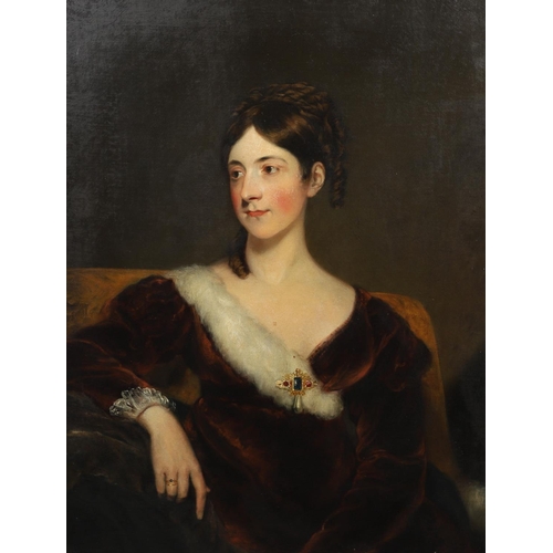 336 - SIR FRANCIS GRANT, PRA (1803-1878). Follower of. PORTRAIT OF A LADY, TRADITIONALLY IDENTIFIED AS ELI... 