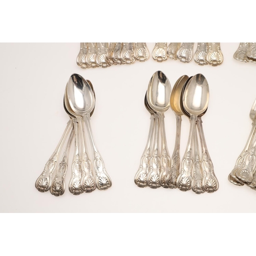 39 - A 19TH CENTURY PART-CANTEEN OF KING'S PATTERN SILVER FLATWARE. to include 12 tablespoons, 12 table f... 