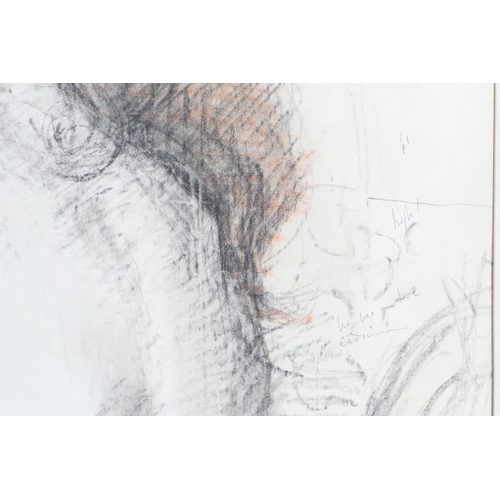 419 - NIGEL LAMBOURNE (1919-1988). SEATED NUDE, BRUSHING HER HAIR. (d) Signed twice, inscribed with a few ... 