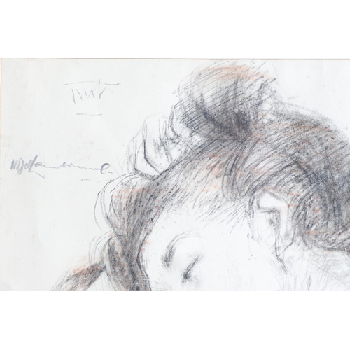 419 - NIGEL LAMBOURNE (1919-1988). SEATED NUDE, BRUSHING HER HAIR. (d) Signed twice, inscribed with a few ... 