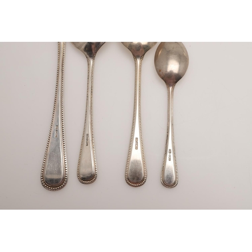 42 - AN ELIZABETH II PART-CANTEEN OF OLD ENGLISH BEAD PATTERN SILVER FLATWARE & CUTLERY. comprising of 4 ... 