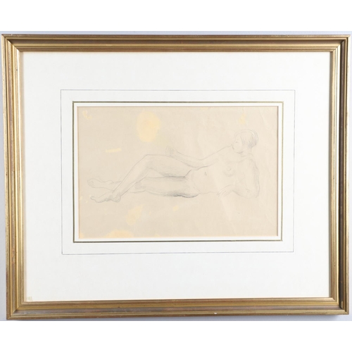 420 - DORA CARRINGTON (1893-1932). RECLINING FEMALE NUDE. Pencil
Sight 21 x 32.5cm. (2)

Provenance: Londo... 