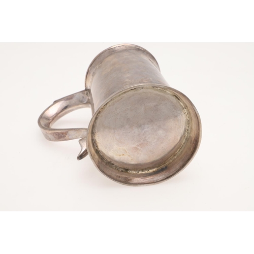 49 - A GEORGE III SILVER MUG. tapering circular form, with a slightly everting rim, an 'S'-scroll handle,... 