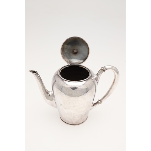 60 - A MID-20TH CENTURY DANISH SILVER COFFEE POT. baluster form, with engraved & chased decoration, a scr... 