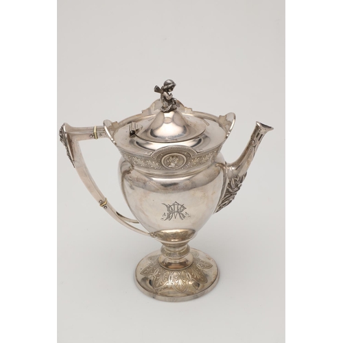 82 - A LATE 19TH/ EARLY 20TH CENTURY NORTH-AMERICAN THREE-PIECE SILVER TEA/ COFFEE SET 