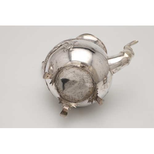 84 - A LATE 19TH/ EARLY 20TH CENTURY THREE-PIECE CHINESE SILVER TEA/ COFFEE SET. circular form, with natu... 