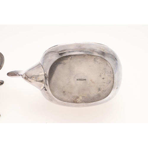 93 - A GEORGE V SILVER KETTLE ON STAND. rounded rectangular form, with a matching lift-out spirit burner ... 