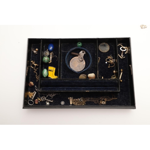 459 - A QUANTITY OF JEWELLERY IN A BLACK LEATHER JEWELLERY BOX. including a garnet and gold cluster ring, ... 