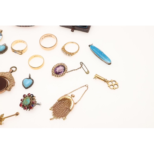 462 - A QUANTITY OF JEWELLERY. including a lady's gold and diamond wristwatch on an expanding bracelet, a ... 