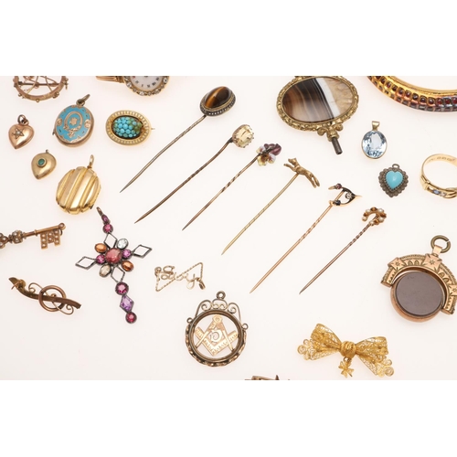 462 - A QUANTITY OF JEWELLERY. including a lady's gold and diamond wristwatch on an expanding bracelet, a ... 