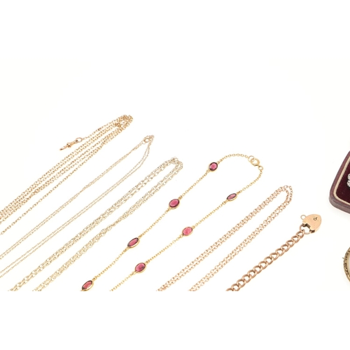 463 - A QUANTITY OF JEWELLERY. including a garnet and gold pendant and necklace, a gold cruciform pendant ... 