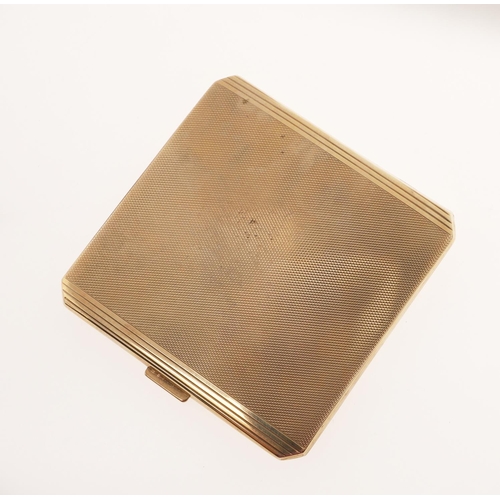 519 - A 9CT GOLD CIGARETTE CASE. of square form, with engine turned decoration to both sides, hallmarked f... 