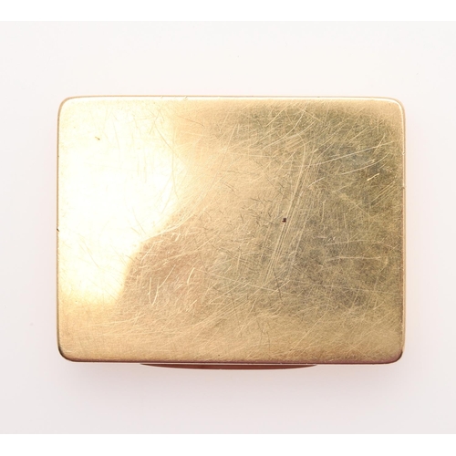 521 - AN 18 CARAT GOLD AND ENAMEL MATCH BOX. of rectangular plain form, enamelled with a coronet and cyphe... 