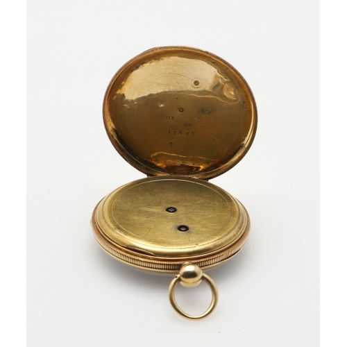 550 - AN 18CT GOLD OPEN FACED POCKET WATCH. the white enamel dial with Roman numerals and subsidiary secon... 