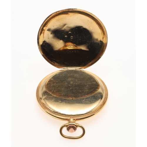 556 - AN 18CT GOLD FULL HUNTING CASED POCKET WATCH. the circular dial with Arabic numerals and subsidiary ... 