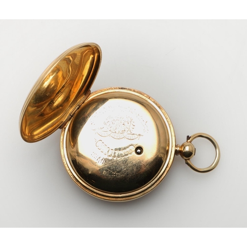 557 - AN 18CT GOLD FULL HUNTING CASED POCKET WATCH BY JOHN BENNETT, LONDON. the signed white enamel dial w... 