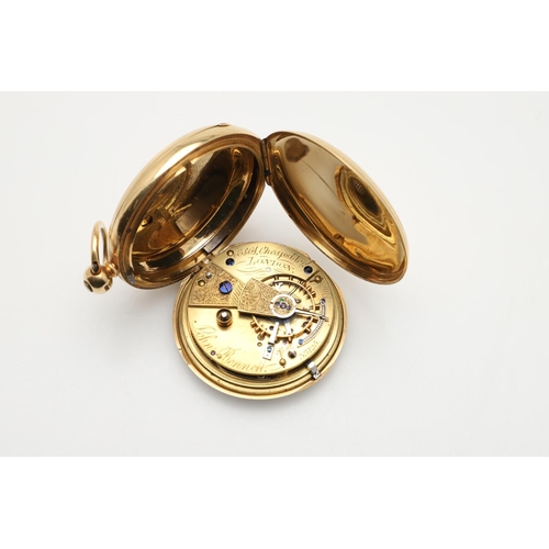 557 - AN 18CT GOLD FULL HUNTING CASED POCKET WATCH BY JOHN BENNETT, LONDON. the signed white enamel dial w... 