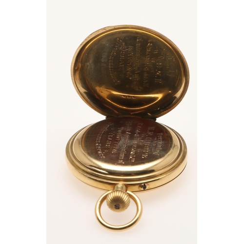 562 - AN 18CT GOLD FULL HUNTING CASED POCKET WATCH BY RUSSELLS LIMITED, 18 CHURCH STREET, LIVERPOOL. the s... 