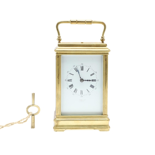 857 - A LATE 19TH CENTURY FRENCH REPEATER CARRIAGE CLOCK. the plain five-glass case with swing carrying ha... 