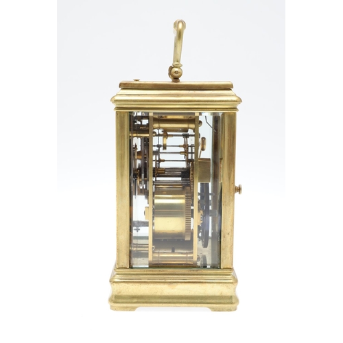 857 - A LATE 19TH CENTURY FRENCH REPEATER CARRIAGE CLOCK. the plain five-glass case with swing carrying ha... 