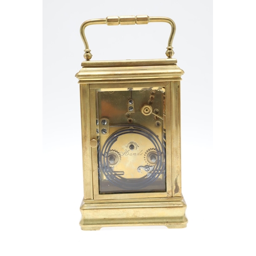 857 - A LATE 19TH CENTURY FRENCH REPEATER CARRIAGE CLOCK. the plain five-glass case with swing carrying ha... 