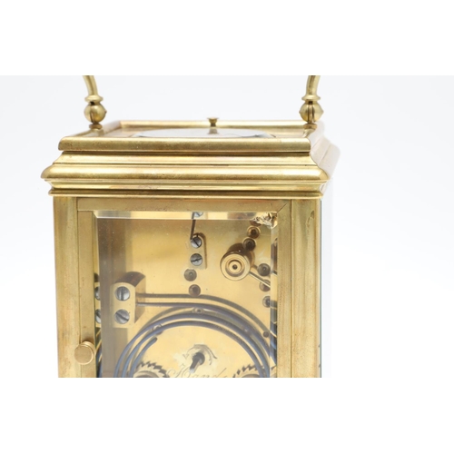 857 - A LATE 19TH CENTURY FRENCH REPEATER CARRIAGE CLOCK. the plain five-glass case with swing carrying ha... 