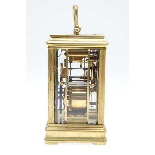 857 - A LATE 19TH CENTURY FRENCH REPEATER CARRIAGE CLOCK. the plain five-glass case with swing carrying ha... 