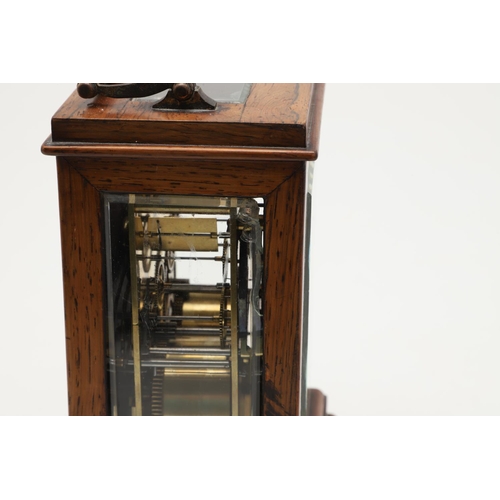 863 - A 19TH CENTURY FRENCH ROSEWOOD MANTEL CLOCK. the painted dial and two train movement signed Henry Ma... 