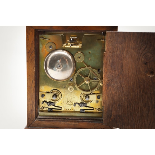 863 - A 19TH CENTURY FRENCH ROSEWOOD MANTEL CLOCK. the painted dial and two train movement signed Henry Ma... 