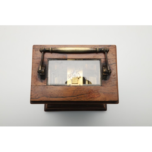 863 - A 19TH CENTURY FRENCH ROSEWOOD MANTEL CLOCK. the painted dial and two train movement signed Henry Ma... 