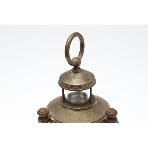 864 - A FRENCH NOVELTY BRASS AND COPPER COMBINATION TIMEPIECE. by the Cahoon Bros, in the form of a lanter... 