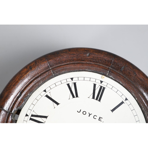 865 - A LATE 19TH/EARLY 20TH CENTURY OAK WALL CLOCK OF UNUSUAL SMALL SIZE. the 8