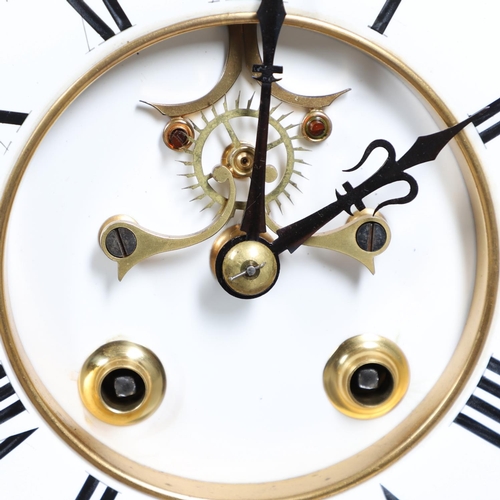 867 - A 19TH CENTURY BLACK SLATE MANTEL CLOCK AND MALACHITE GARNITURE. the 5.5