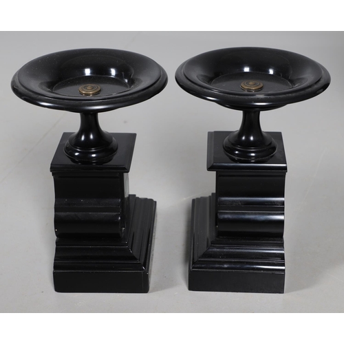 867 - A 19TH CENTURY BLACK SLATE MANTEL CLOCK AND MALACHITE GARNITURE. the 5.5