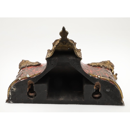 868 - A 19TH CENTURY FRENCH BOULLE CLOCK BRACKET. the red tortoiseshell with decorative scrolling brass in... 