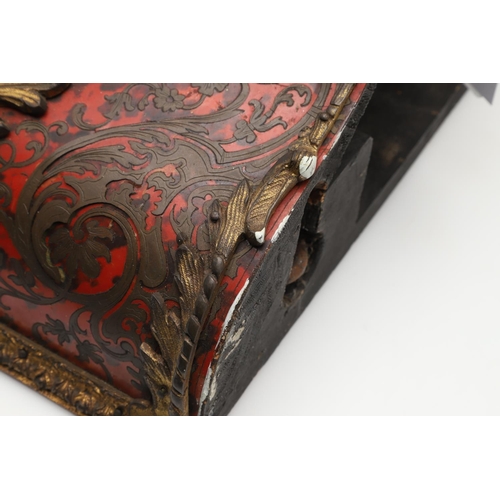 868 - A 19TH CENTURY FRENCH BOULLE CLOCK BRACKET. the red tortoiseshell with decorative scrolling brass in... 