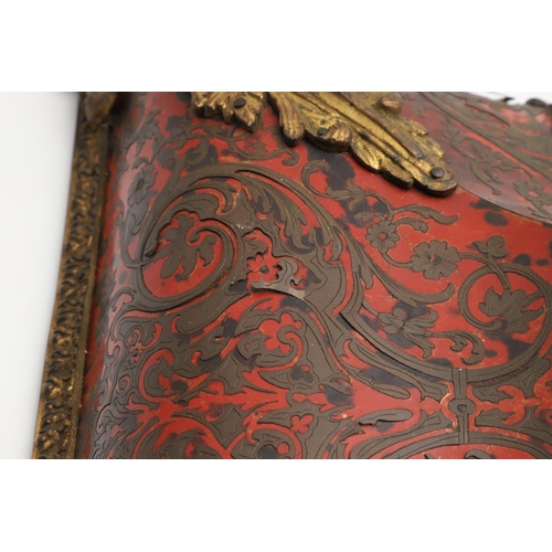 868 - A 19TH CENTURY FRENCH BOULLE CLOCK BRACKET. the red tortoiseshell with decorative scrolling brass in... 