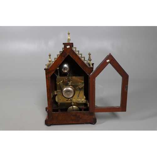869 - A VICTORIAN WALNUT CHIMING BRACKET CLOCK. the 6 3/4