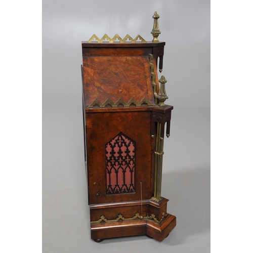 869 - A VICTORIAN WALNUT CHIMING BRACKET CLOCK. the 6 3/4