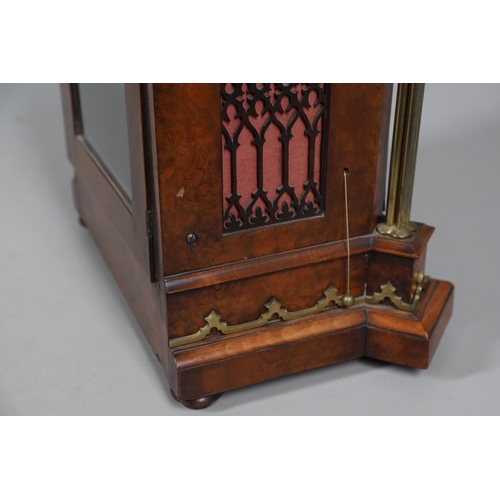 869 - A VICTORIAN WALNUT CHIMING BRACKET CLOCK. the 6 3/4