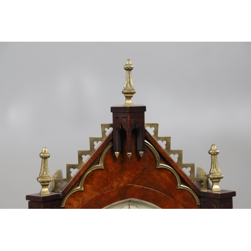 869 - A VICTORIAN WALNUT CHIMING BRACKET CLOCK. the 6 3/4